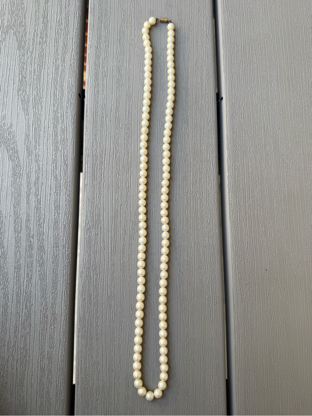 Vintage Style Long Faux Pearl Necklace Cream Ivory 30” Strand